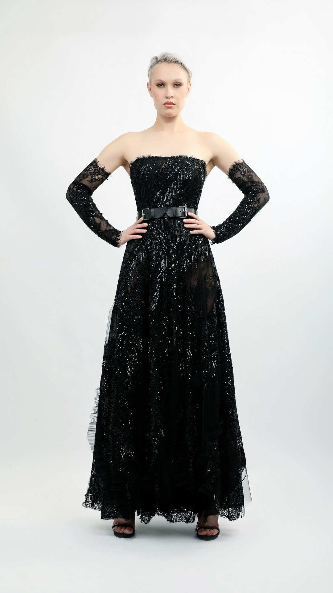 Strapless Sequin Gown – Bilal El Dana