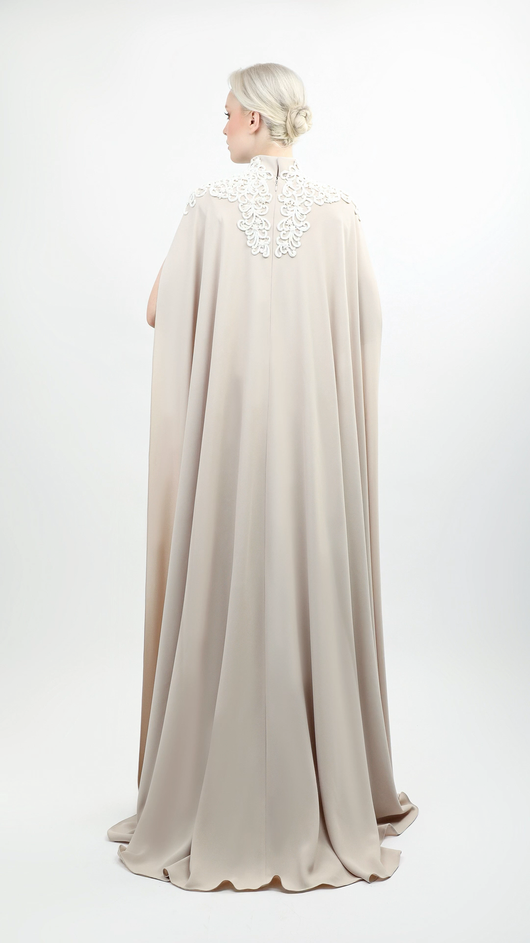 Crepe A-Line Gown with Handmade Beading | 1023