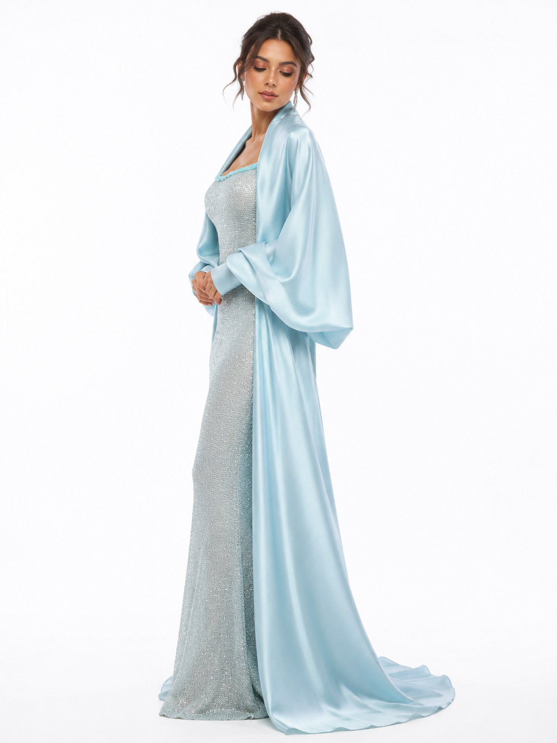 Embroidered Gown with Bolero Jacket