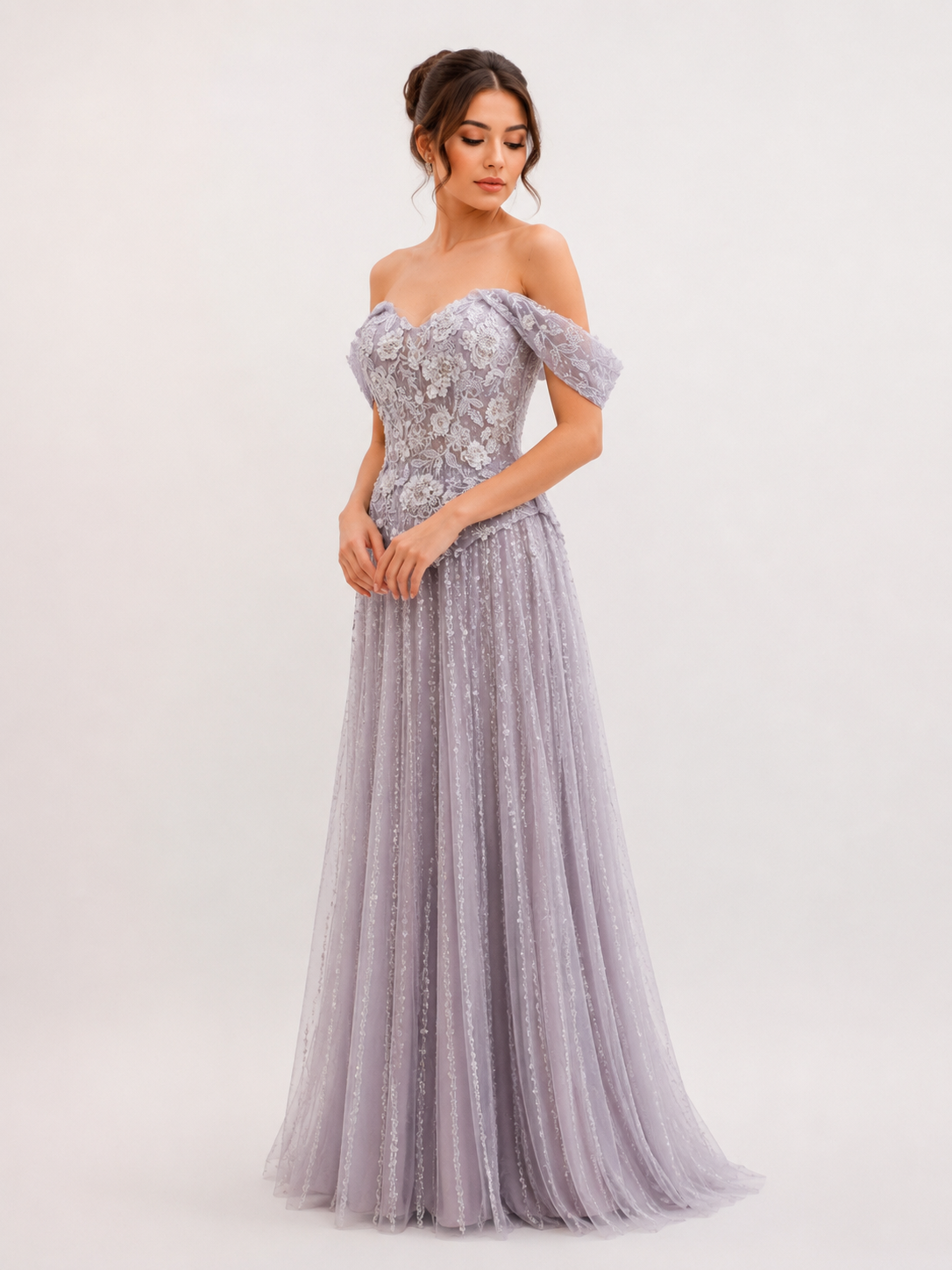 Embroidered Corset & Sequin Tulle Skirt Set