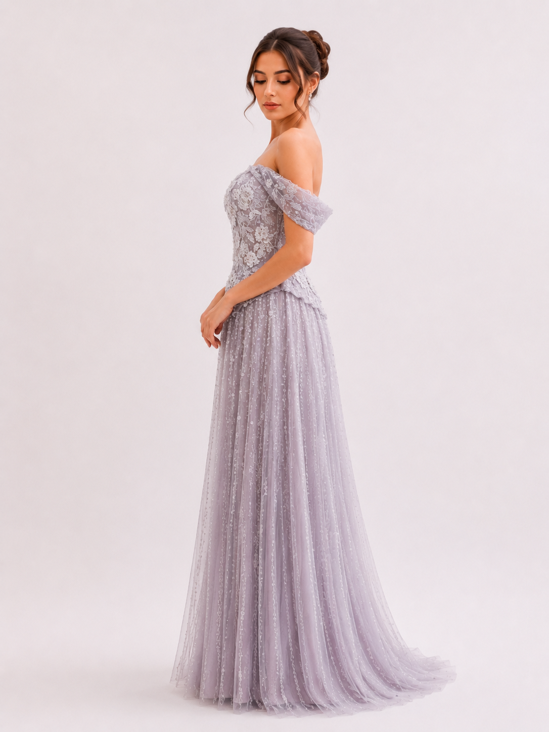 Embroidered Corset & Sequin Tulle Skirt Set