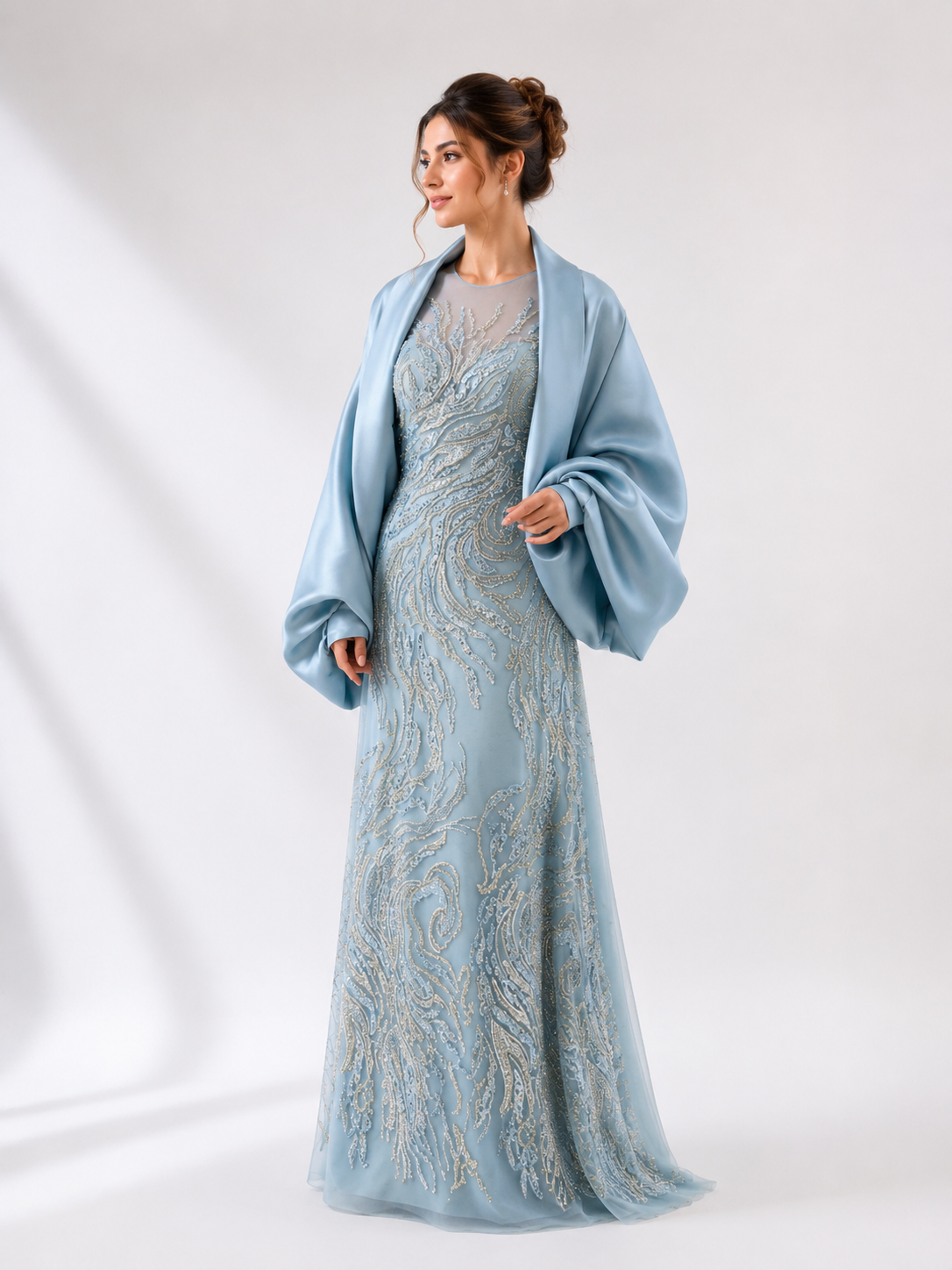 Embroidered Dress with Bolero Jacket