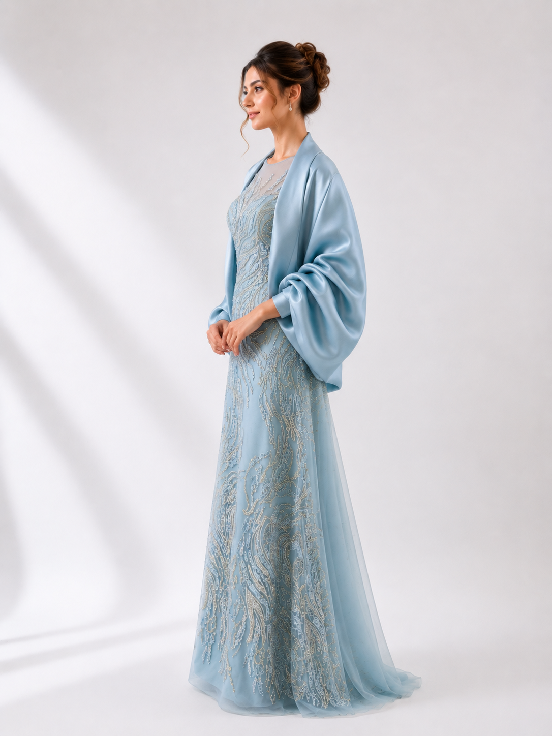 Embroidered Dress with Bolero Jacket