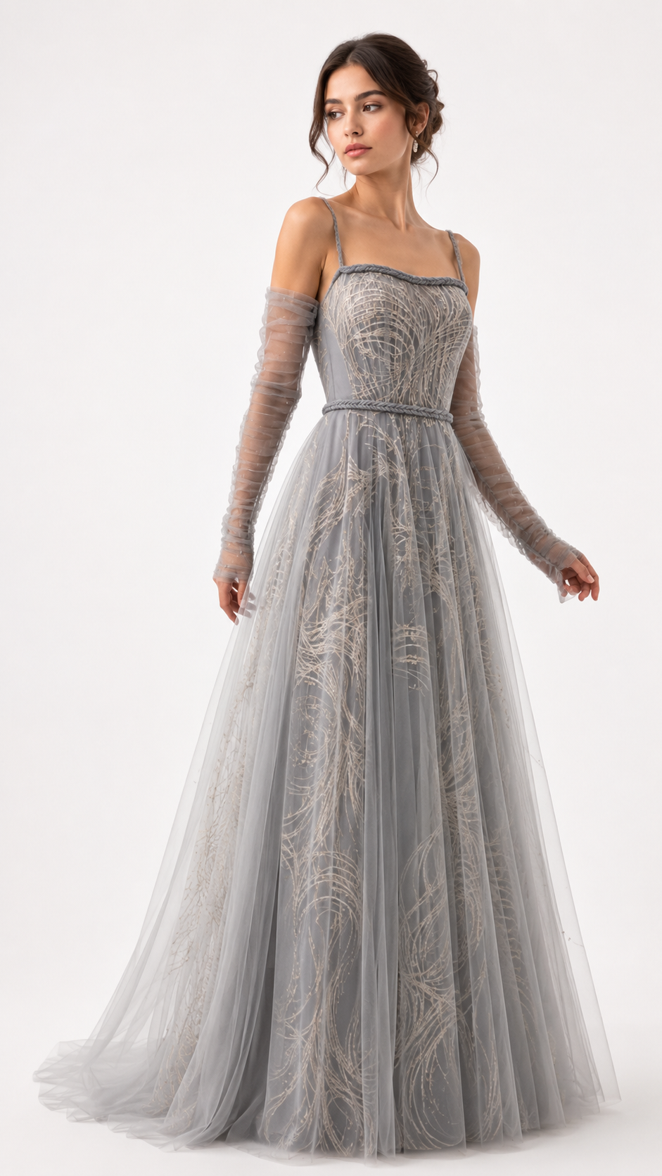 Crystal-Embellished Lace Corset Gown