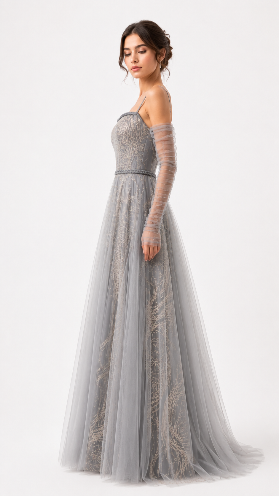 Crystal-Embellished Lace Corset Gown