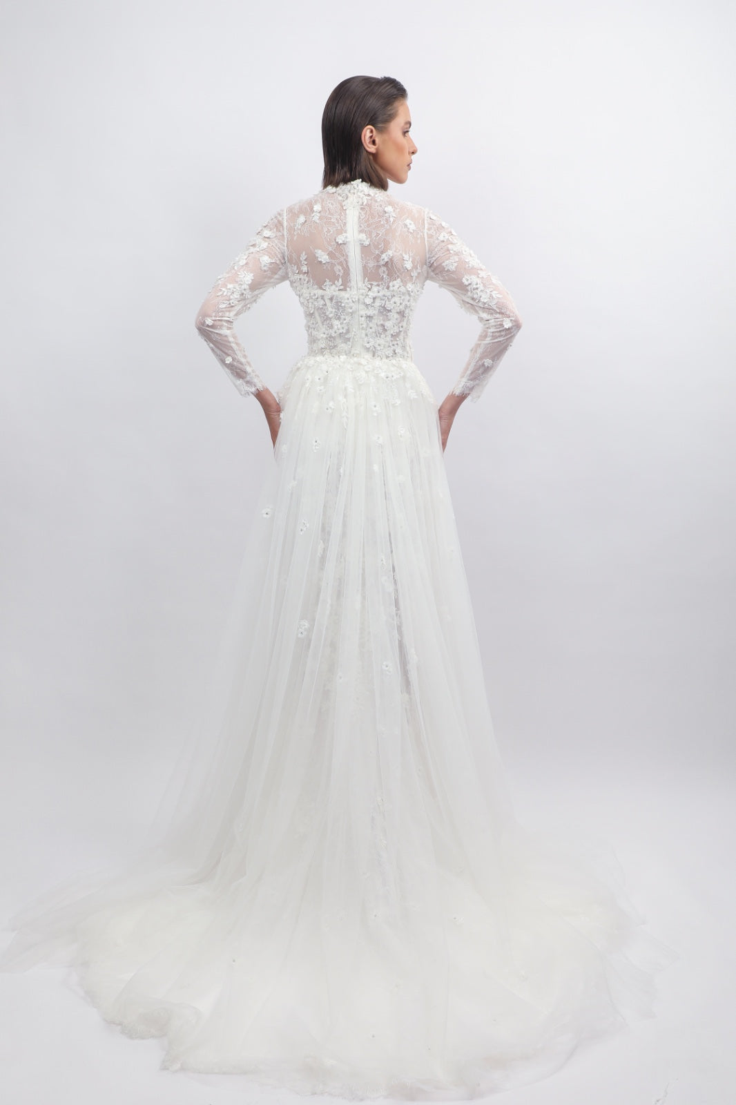 Mermaid Lace Gown with Overskirt