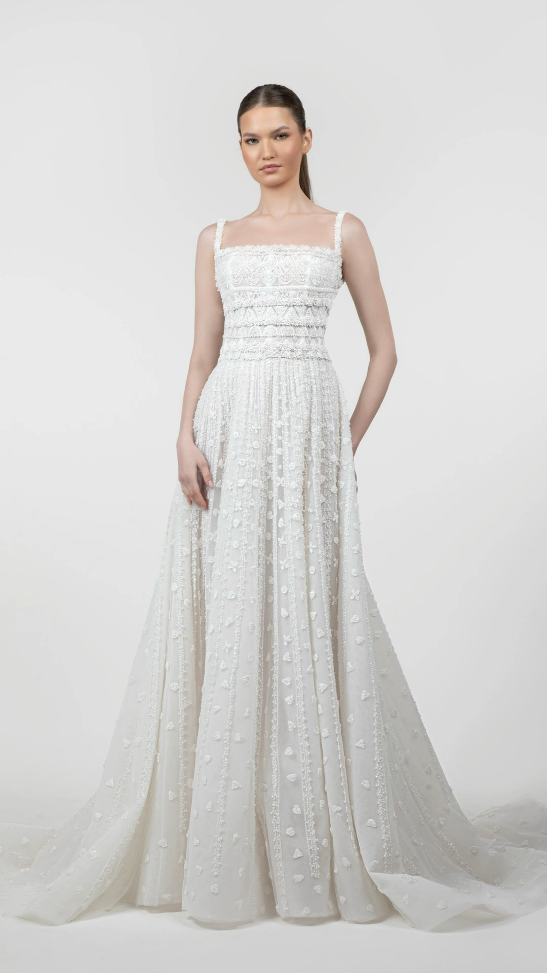 Minimalist Embroidered Strap Gown