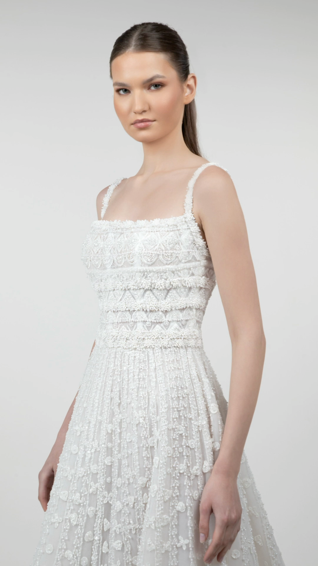 Minimalist Embroidered Strap Gown – Bilal El Dana
