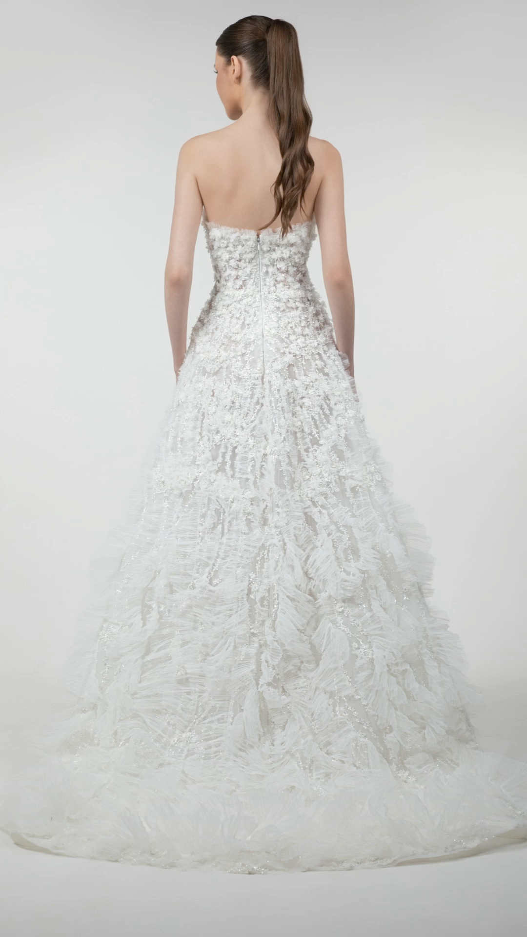 3D Floral Princess Gown with Godet Tulle