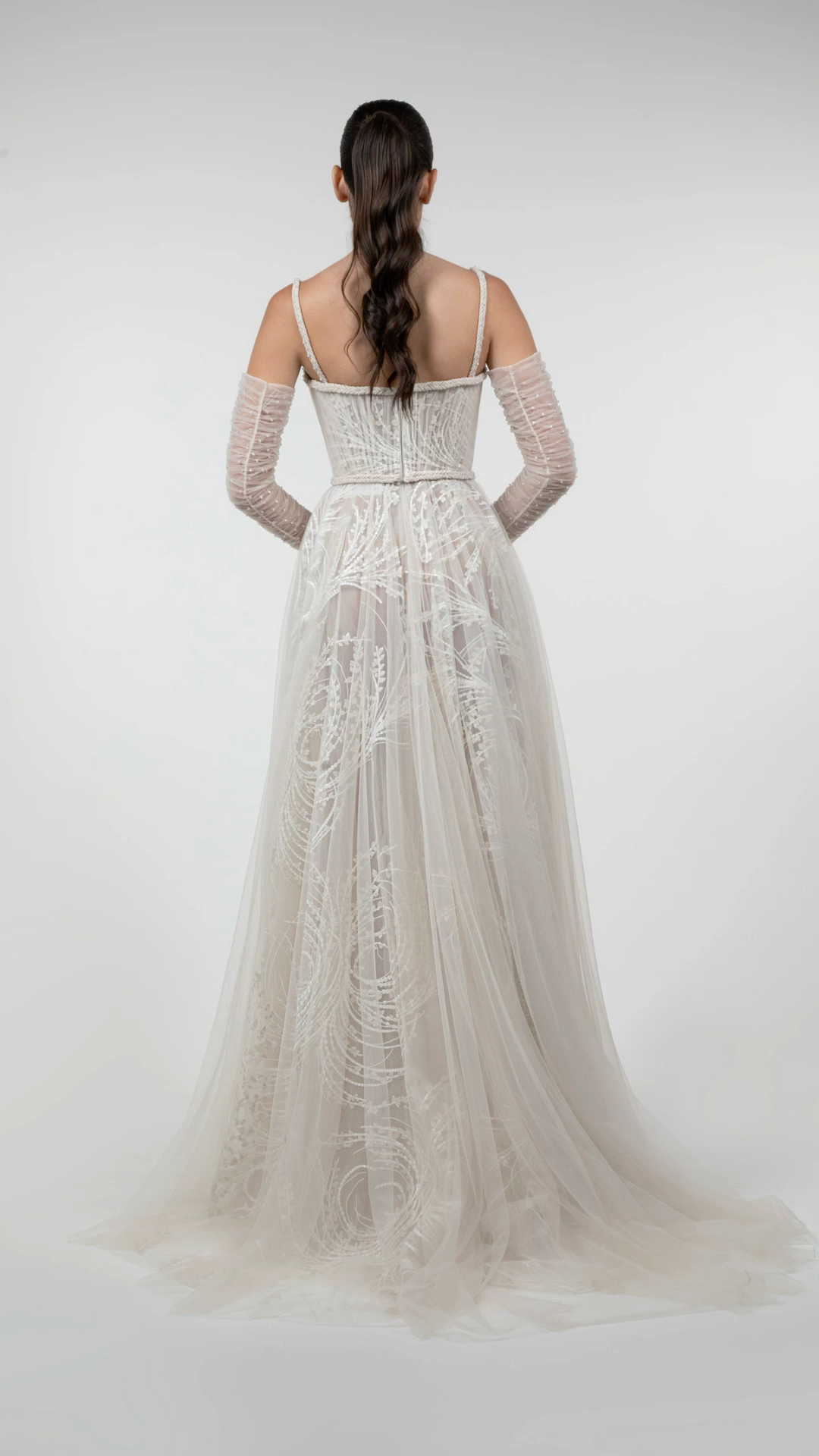 Crystal-Embellished Lace Corset Gown