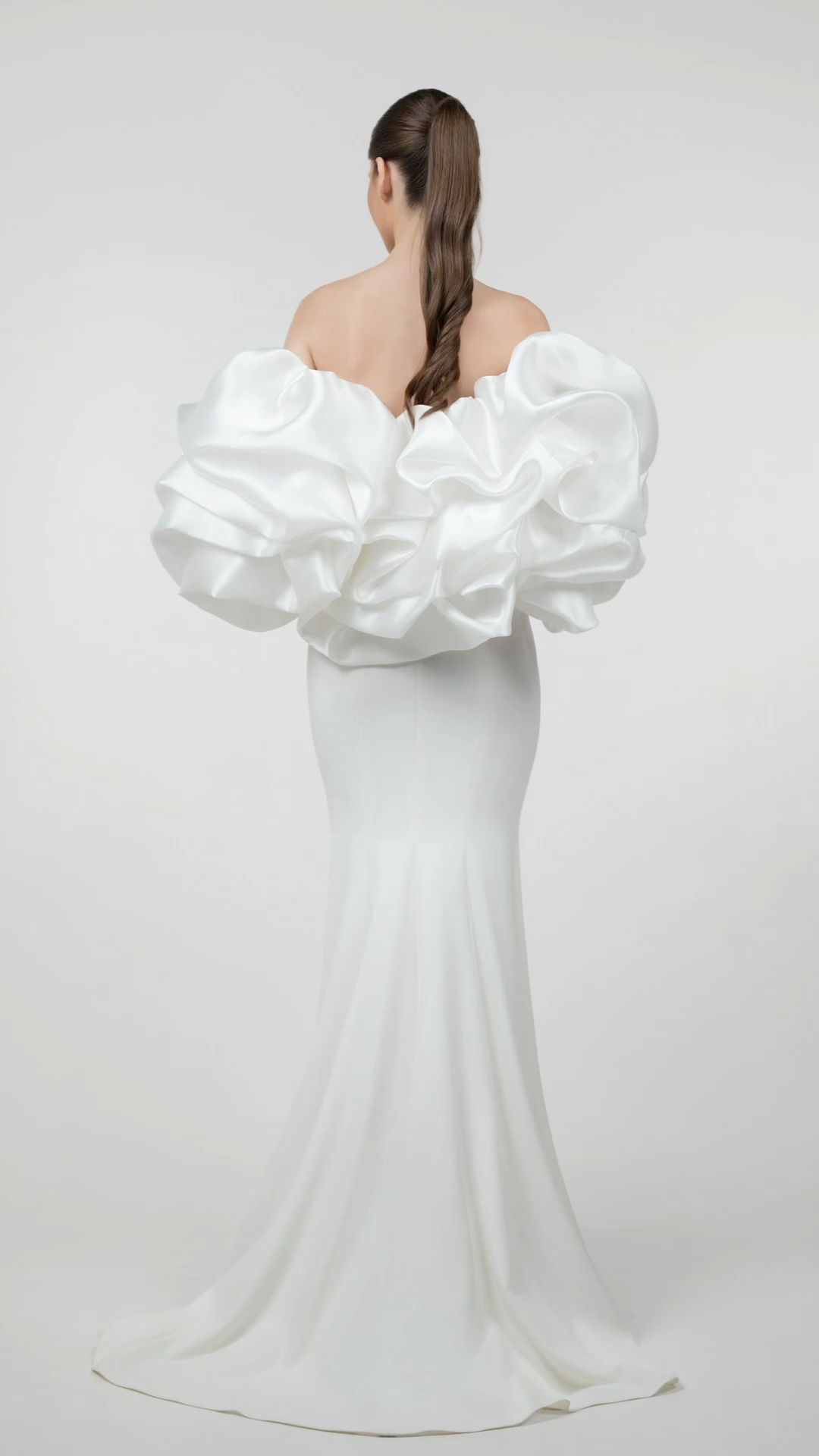 Strapless Crepe Mermaid Gown with Organza Bolero