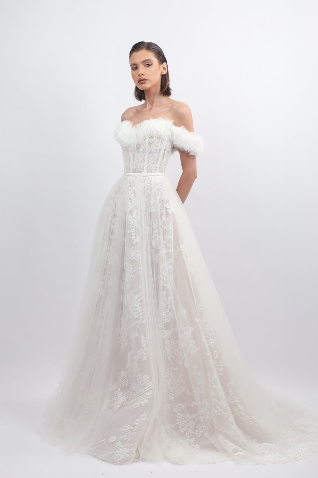 Ruffled Tulle Sweetheart Mini Princess Gown