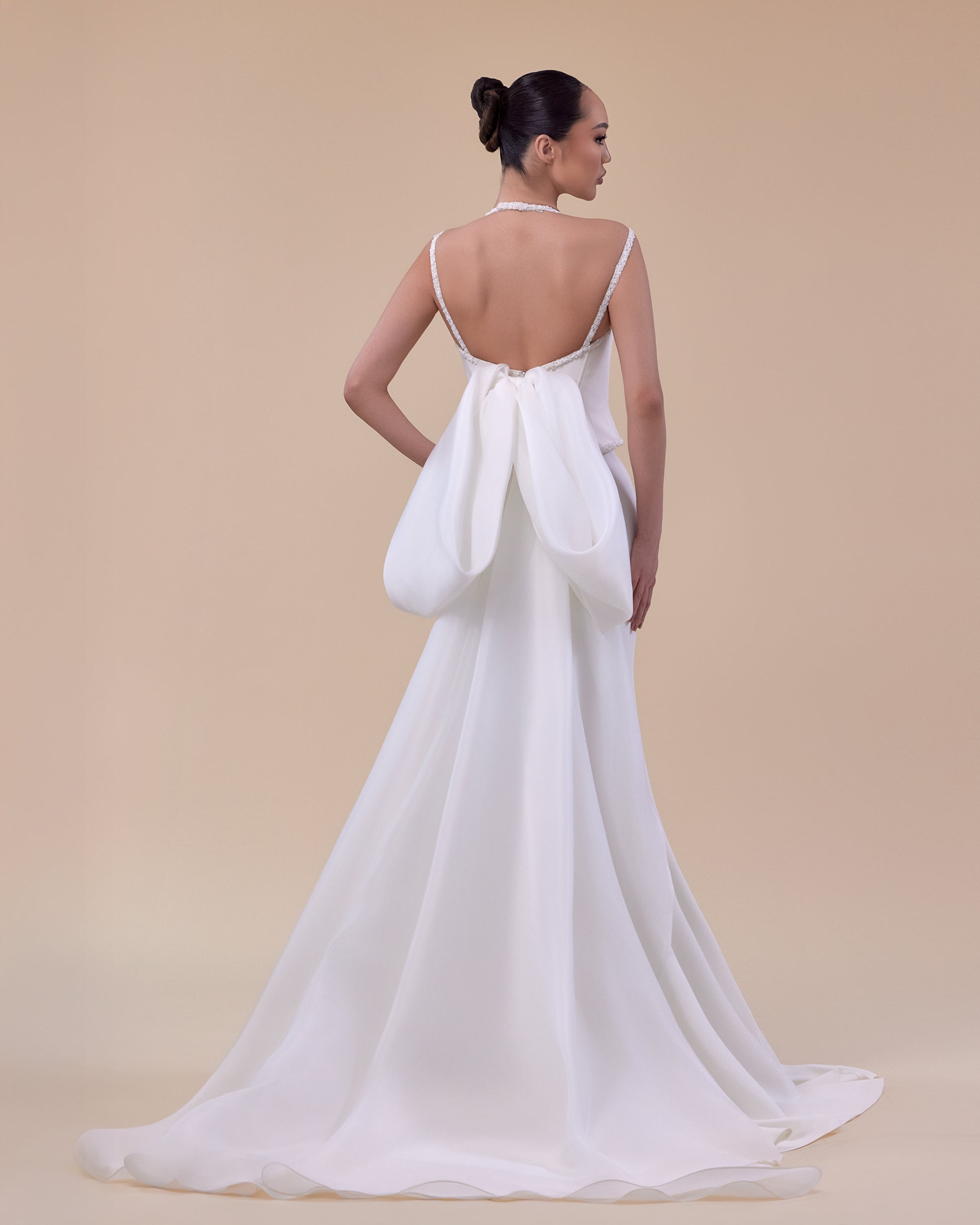 Crepe Mermaid Bridal Gown with Satin Embroidered Corset