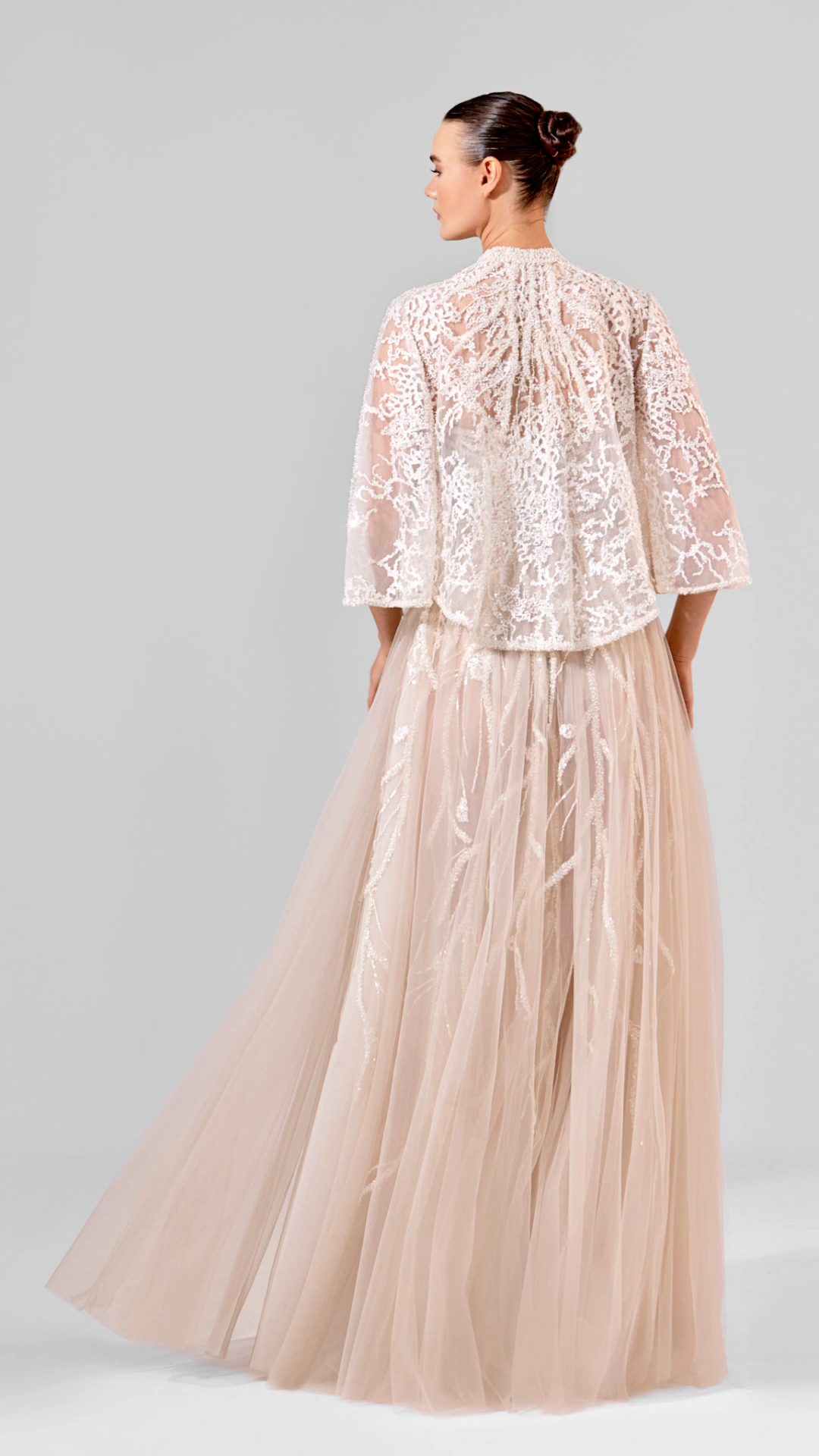 Tulle A-Line Gown with Hand Embroidery and Bolero | 904
