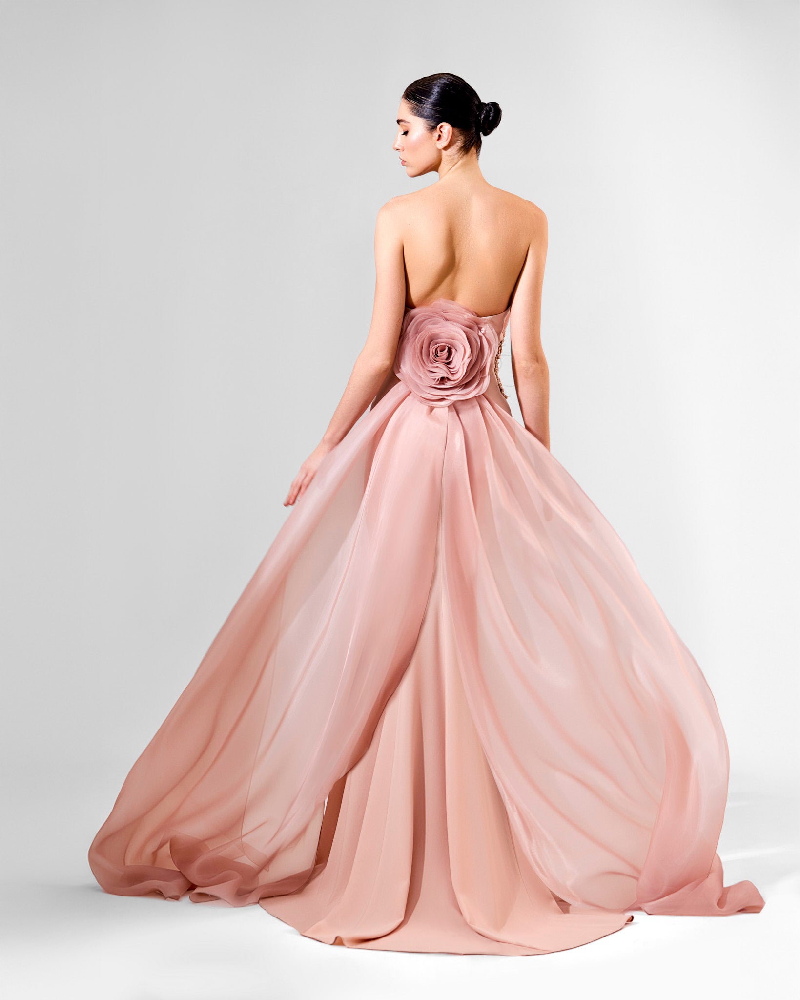 Asymmetrical Dress with Flower Train | 957 – Bilal El Dana
