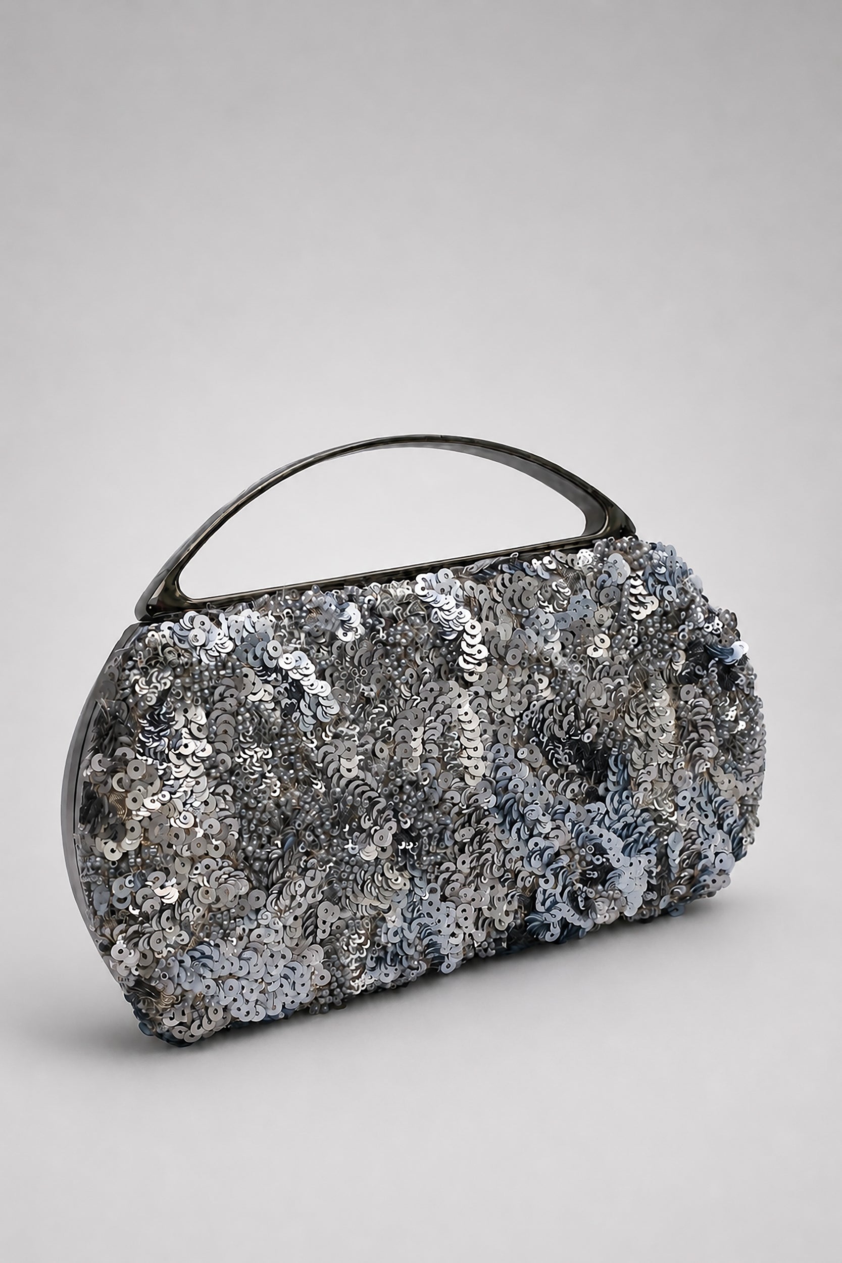 Sequined Silver and Blue Handbag