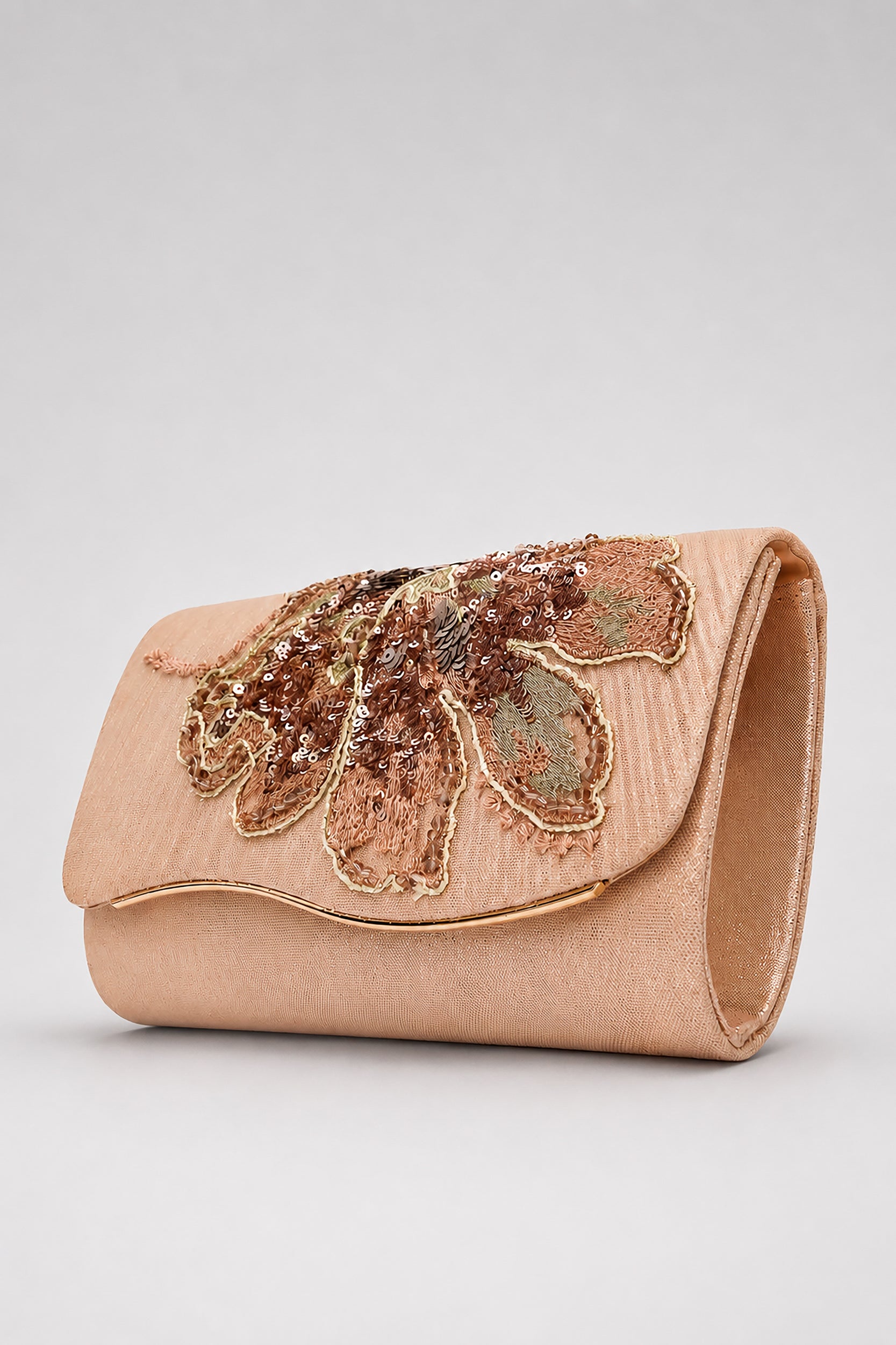 Mikado Embellished Bronze Clutch