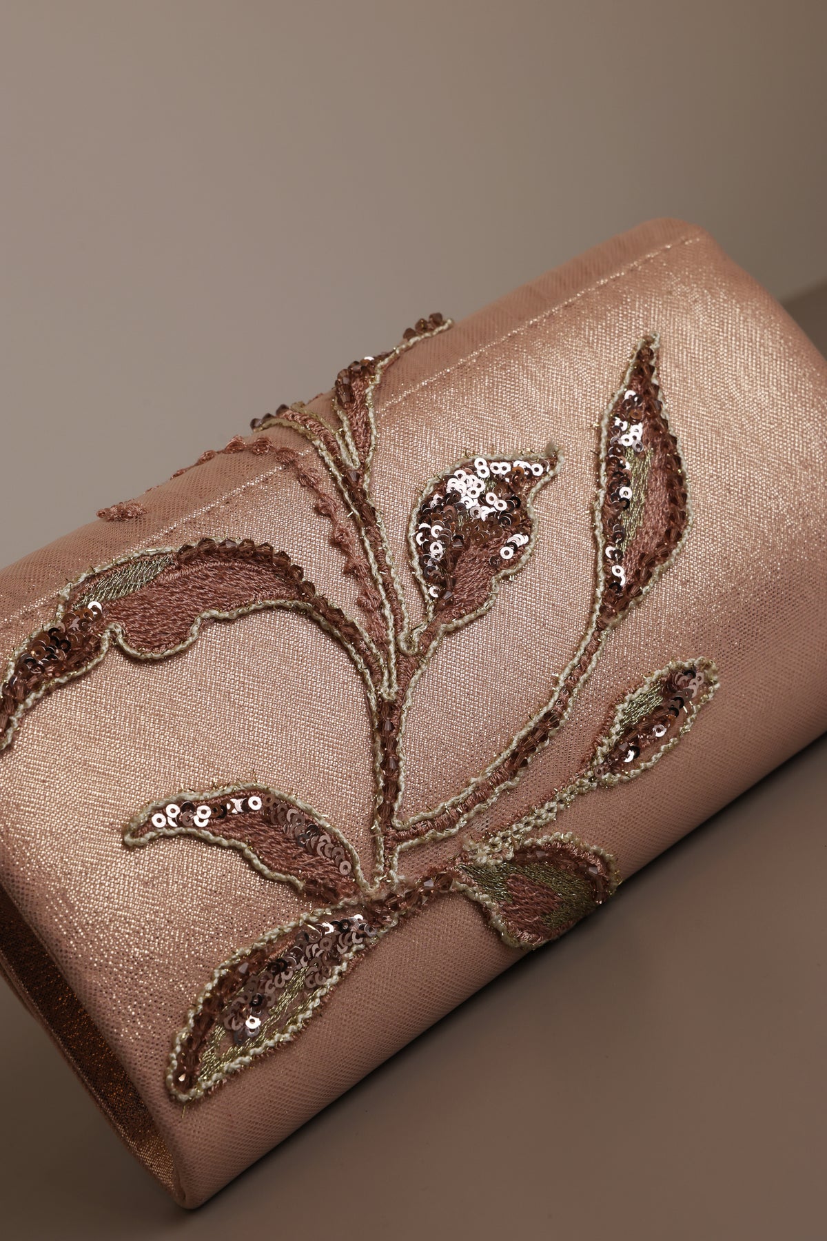 Mikado Embellished Bronze Clutch