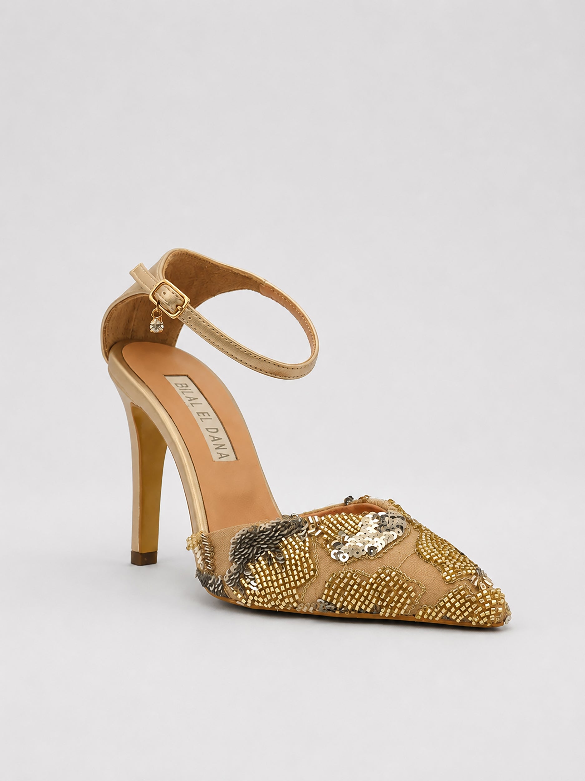 Silver and Gold Sequined D'Orsay Heels