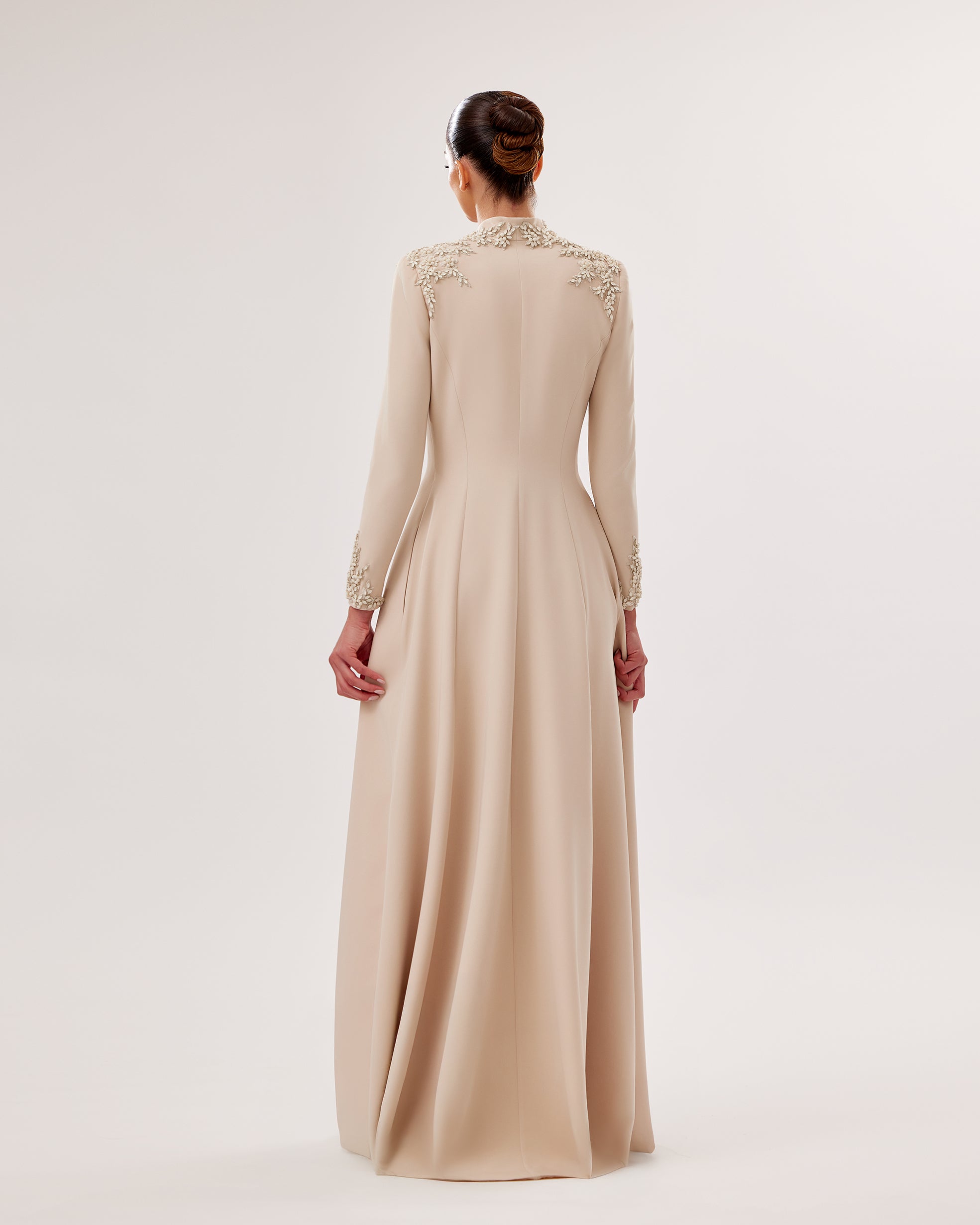 Crepe Jumpsuit with Embellished Sweetheart Bodice