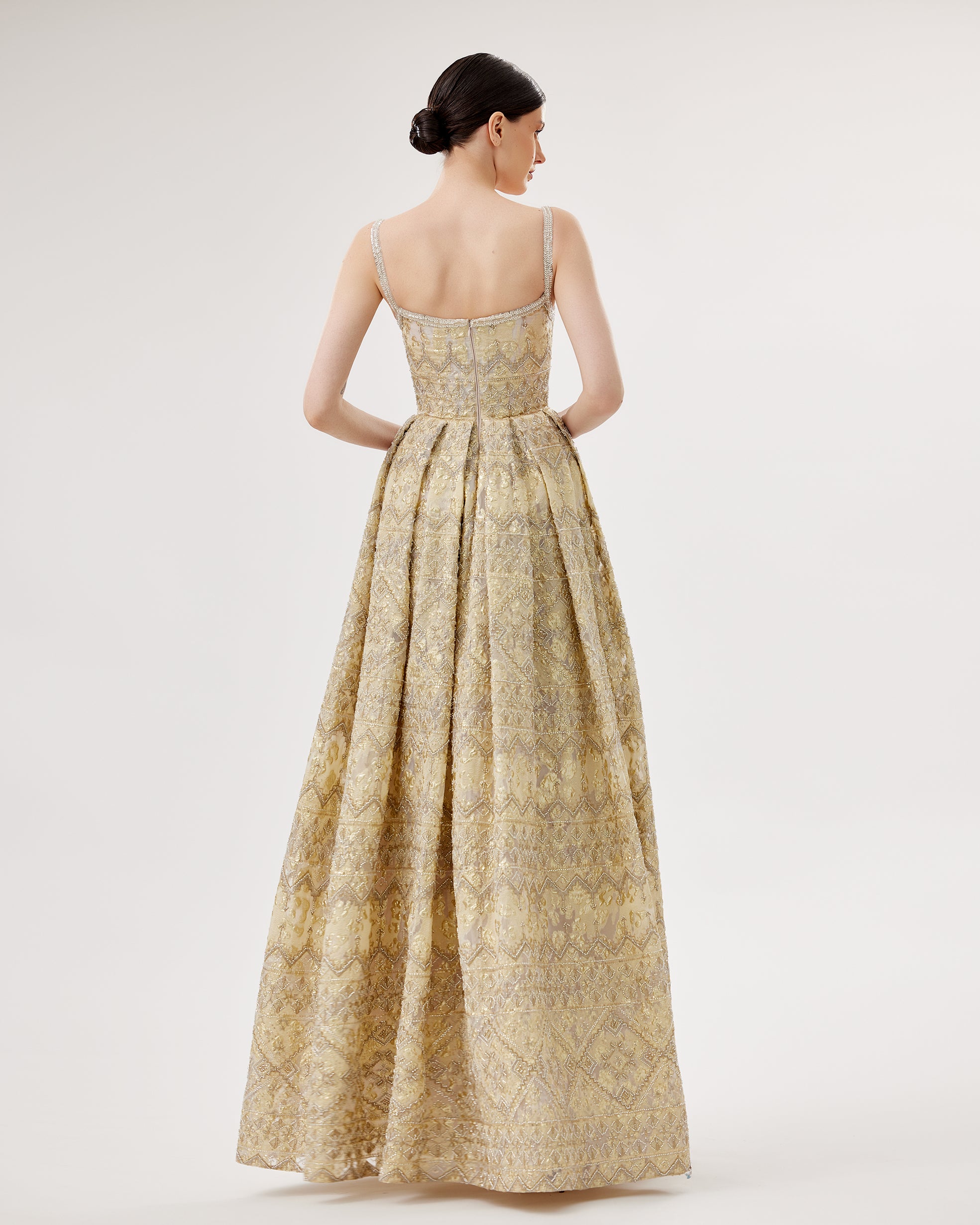 Embroidered A-line Gown