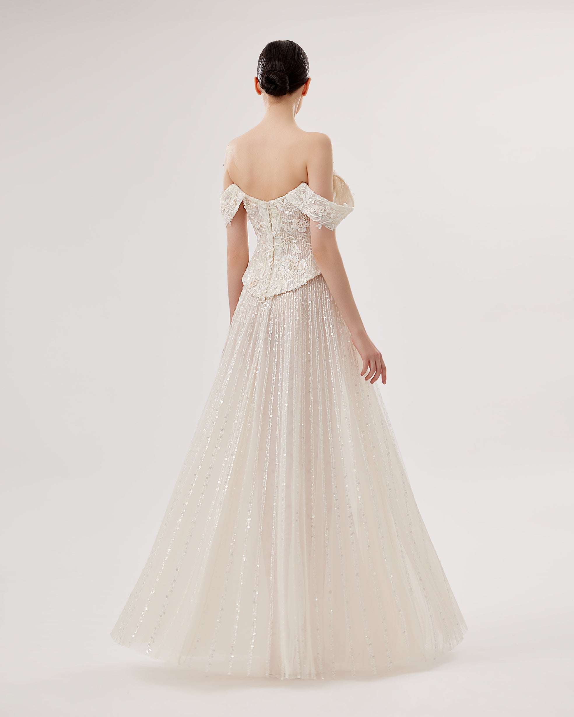 Embroidered Corset & Sequin Tulle Skirt Set