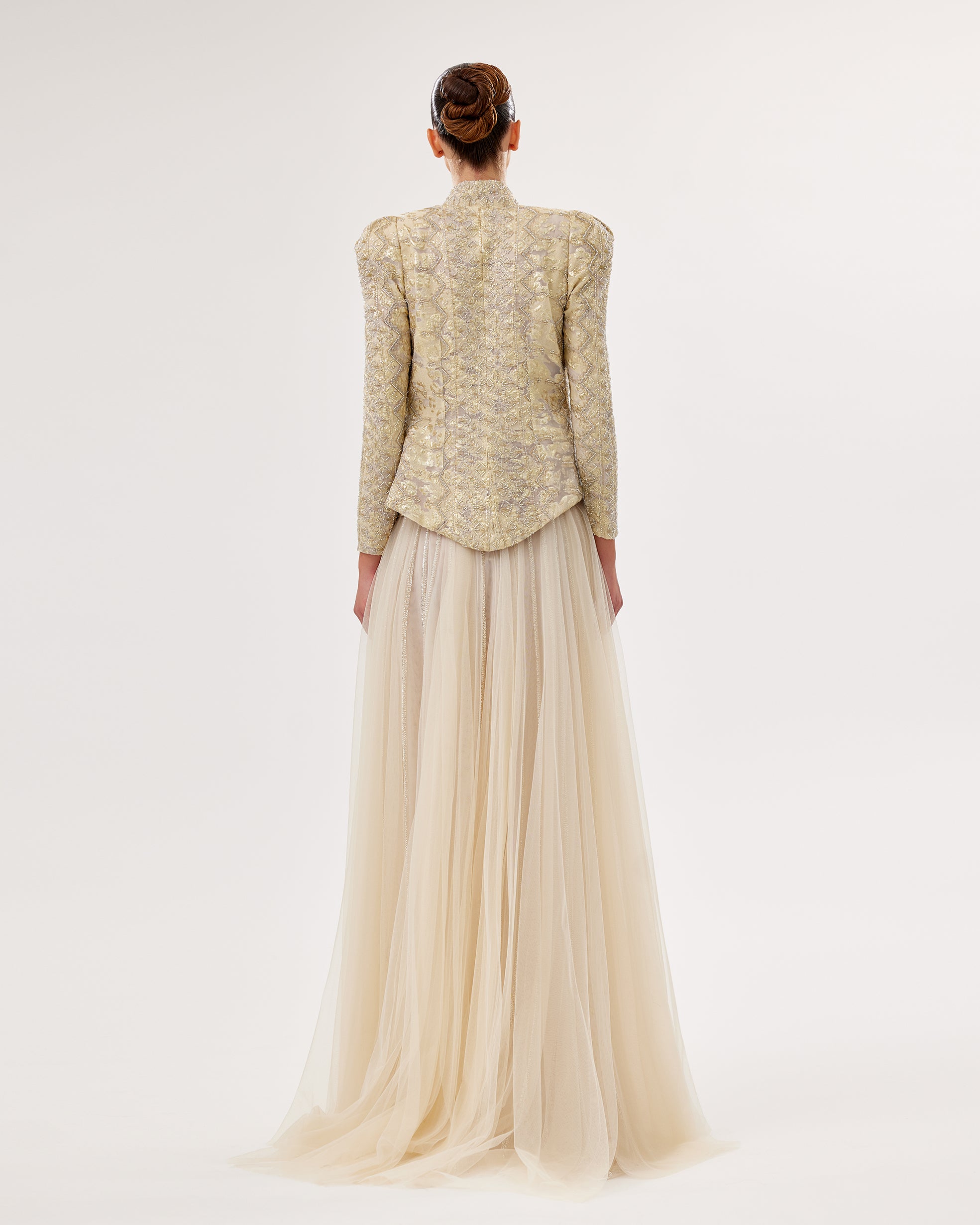 Sweetheart Tulle Corset Gown with Embroidered Jacket