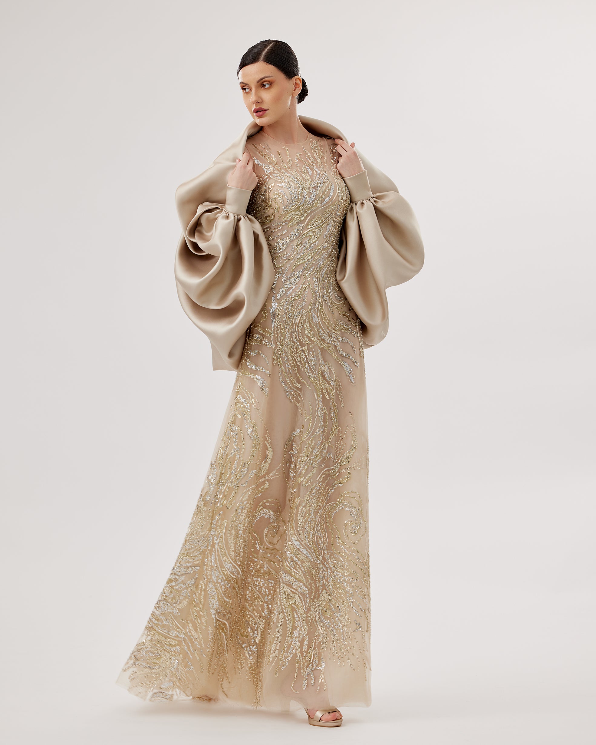 Embroidered Dress with Bolero Jacket