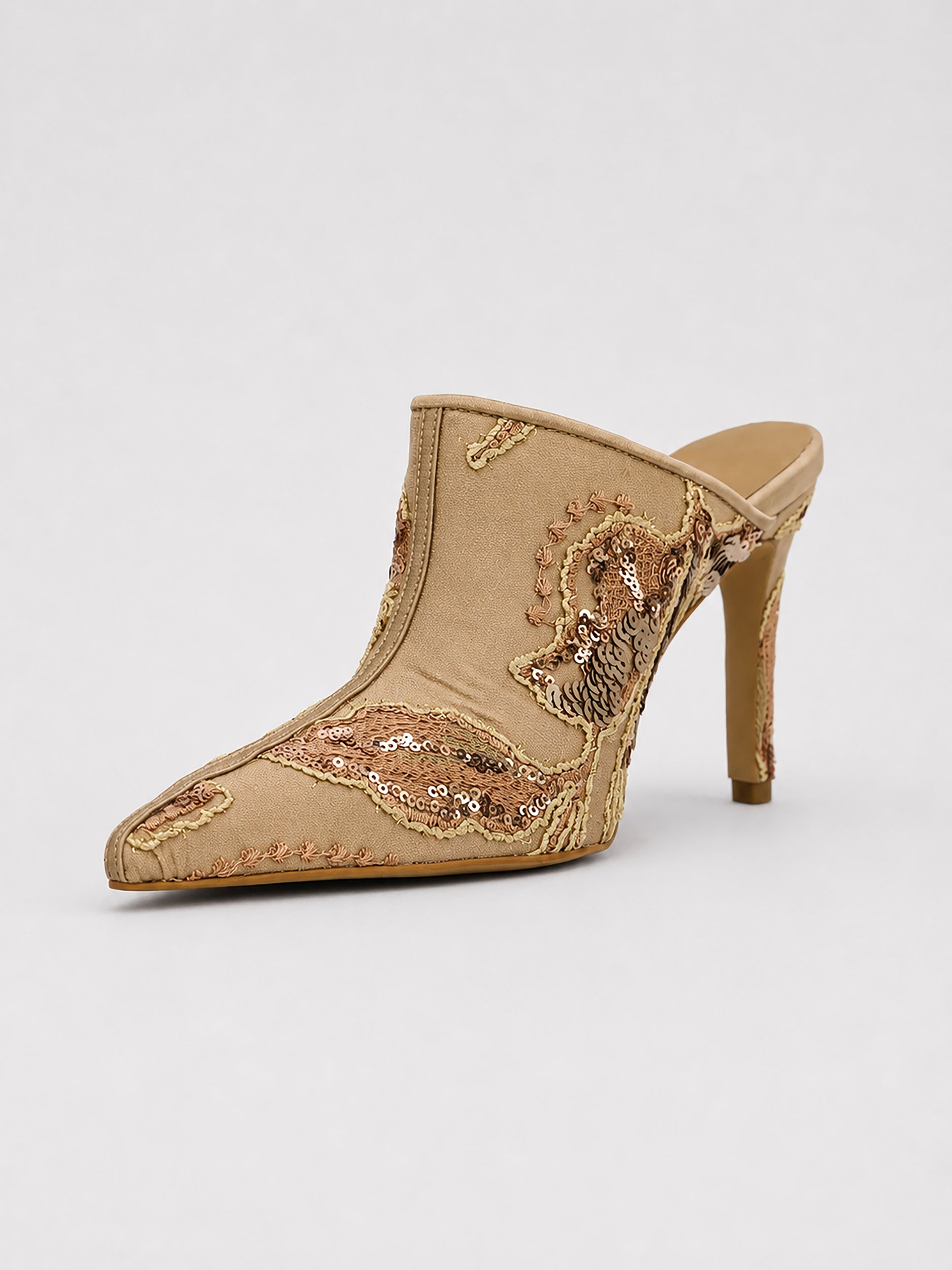 Mikado Embellished Bronze Mules